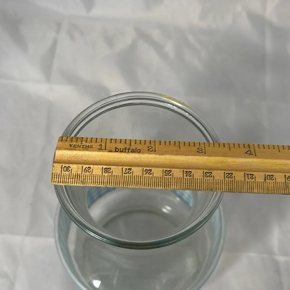 Vintage 80’s Juice Jug Clear Glass Blue White Gingham No Lid - Picture 8 of 10